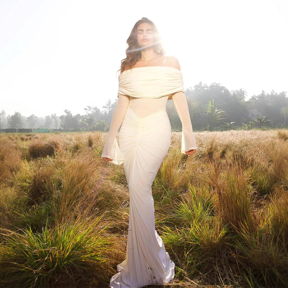 Women'S Formal Wear For Wedding Guest - Robe de bal Beige pour femmes,
