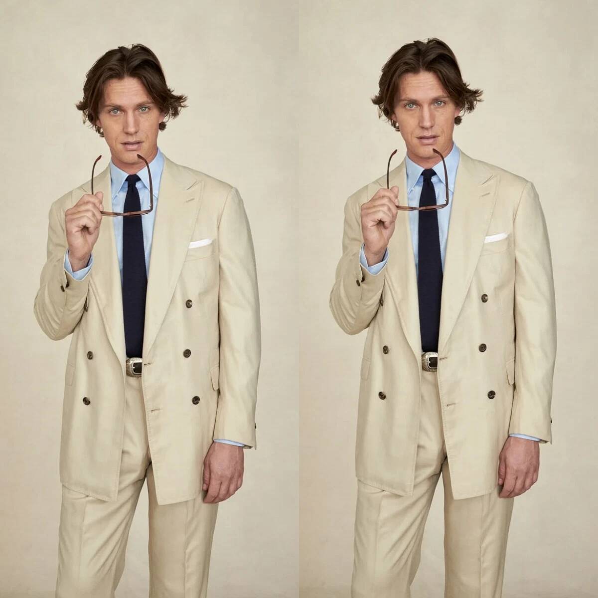 Tailored Trouser Wide - Costume deux pièces beige pour homme,