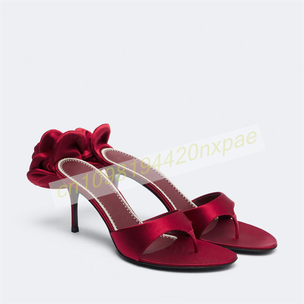 Women Formal Wear For Wedding - Sandales mules en satin rouge pour