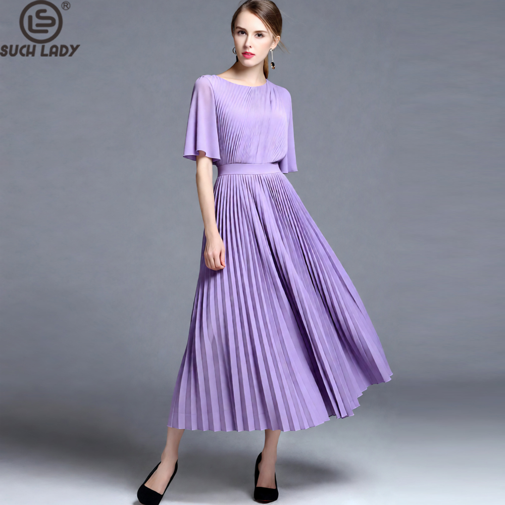 Women'S Formal Wear For Wedding Guest - Robe midi plissée à manches cape